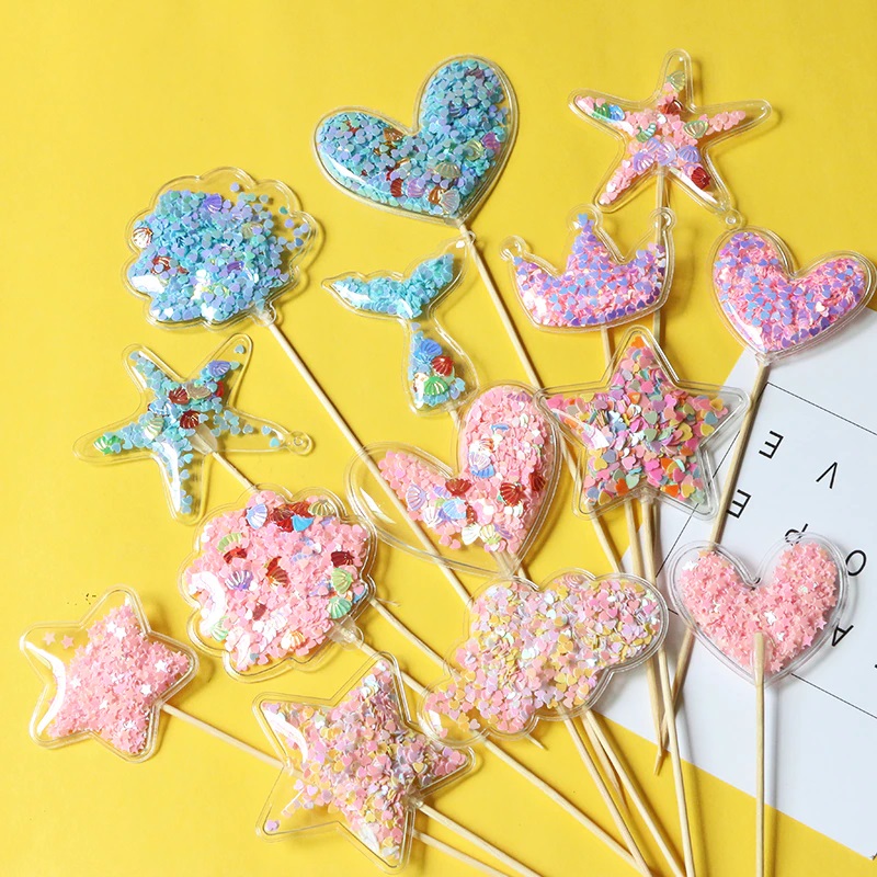 Пика Топпер, Хвост Русалочки, Голубой, с блестками, 1 шт.