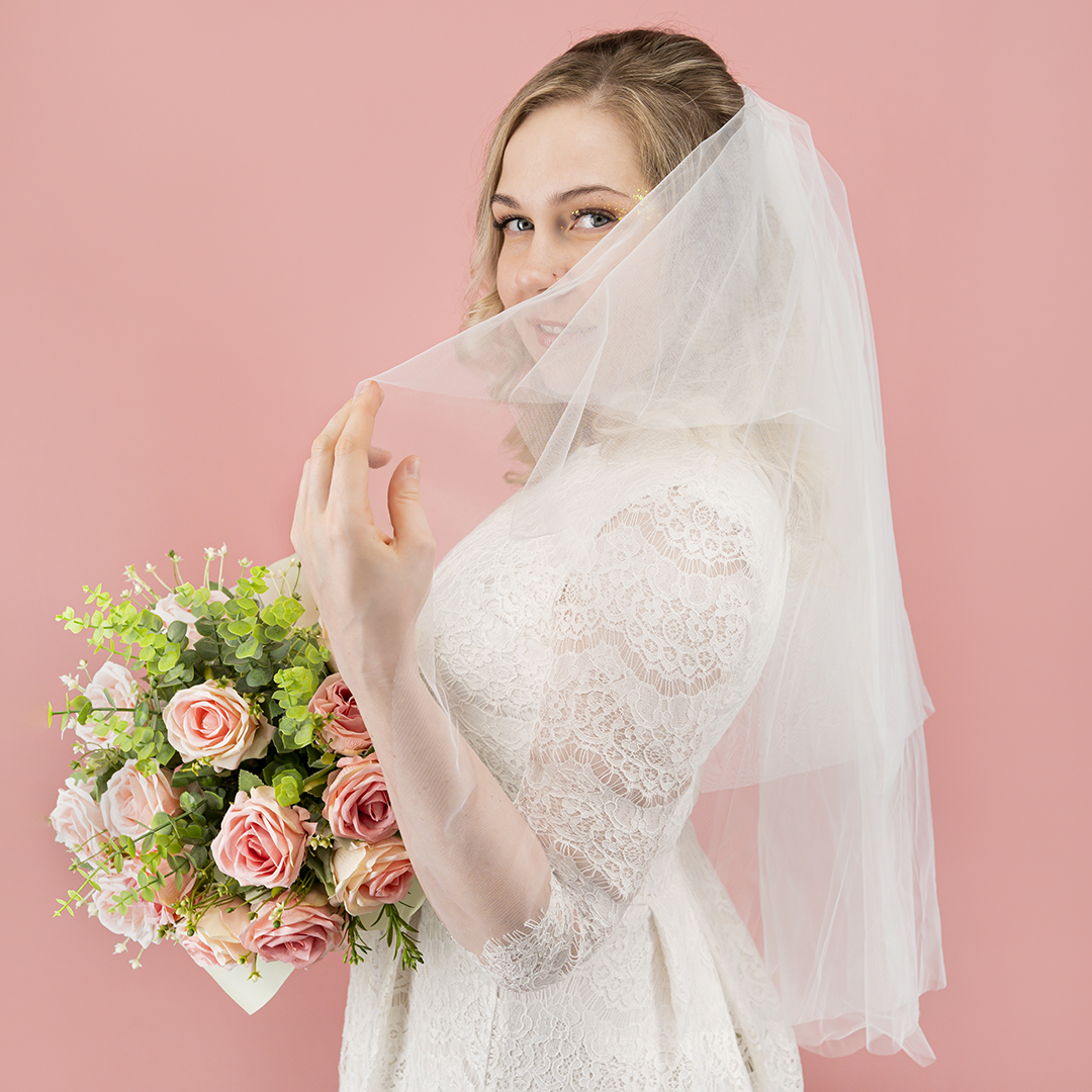 Фата с заколкой-крабом, Белый, 75 см, 1 шт. 