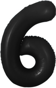 Шар с клапаном (16''/41 см) Мини-цифра, 6, Черный, Матовый, 1 шт.