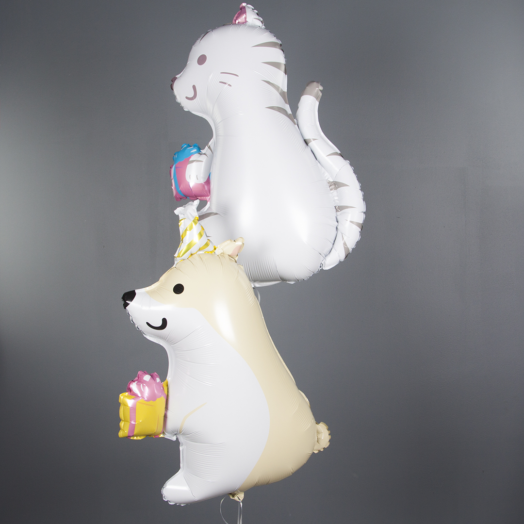 Шар (33''/84 см) Фигура, Корги с подарком, 1 шт.