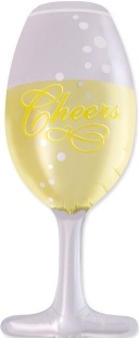 Шар с клапаном (17''/43 см) Мини-фигура, Бокал, Сверкающее Шампанское, 5 шт. в уп. (цв.этик.)