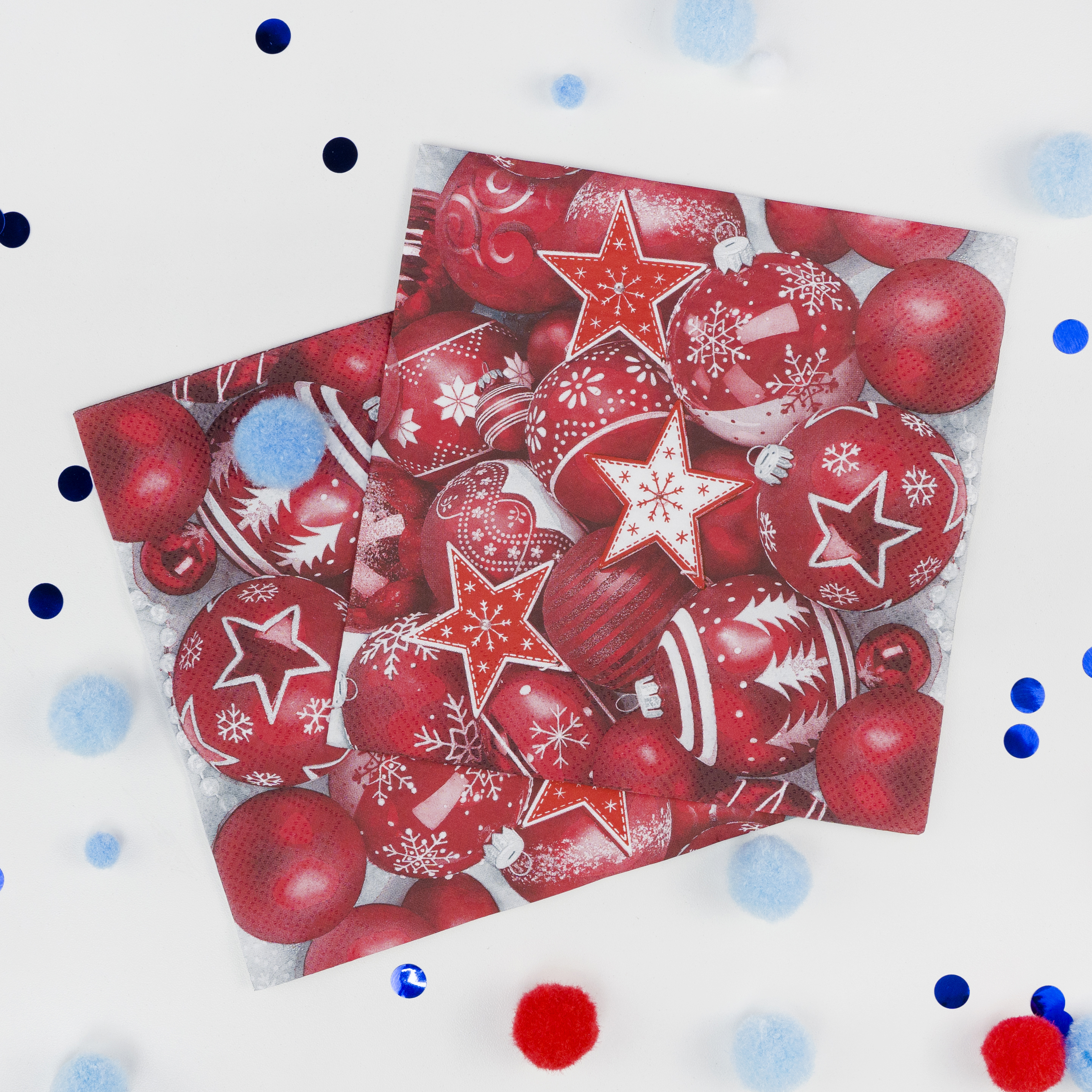 Сервировочные салфетки, Новогодняя композиция, Красный, 33*33 см, 20 шт.