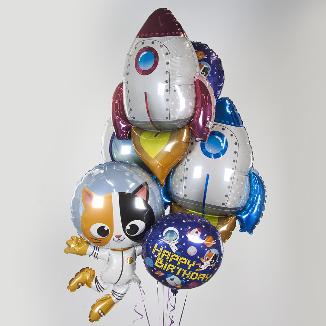 Шар (30''/76 см) Фигура, Ракета, Синий, 1 шт.