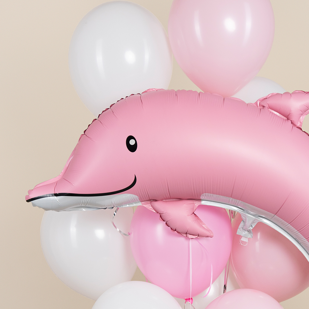 Шар (46''/117 см) Фигура, Дельфин, Розовый, Сатин, 1 шт.