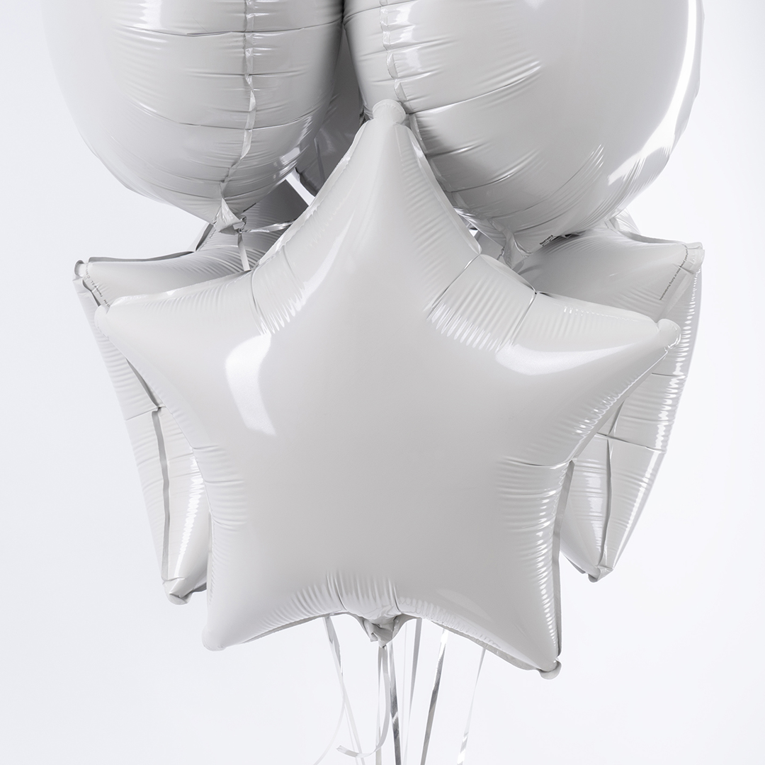 Шар (18''/46 см) Звезда, Белый, 1 шт.