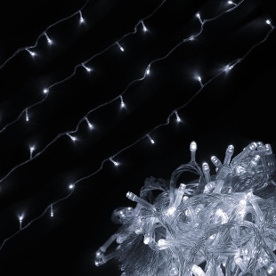 Светодиодная гирлянда, Нить 200 Led, 8 режимов, IP14, 20 м. Белый, 1 шт.