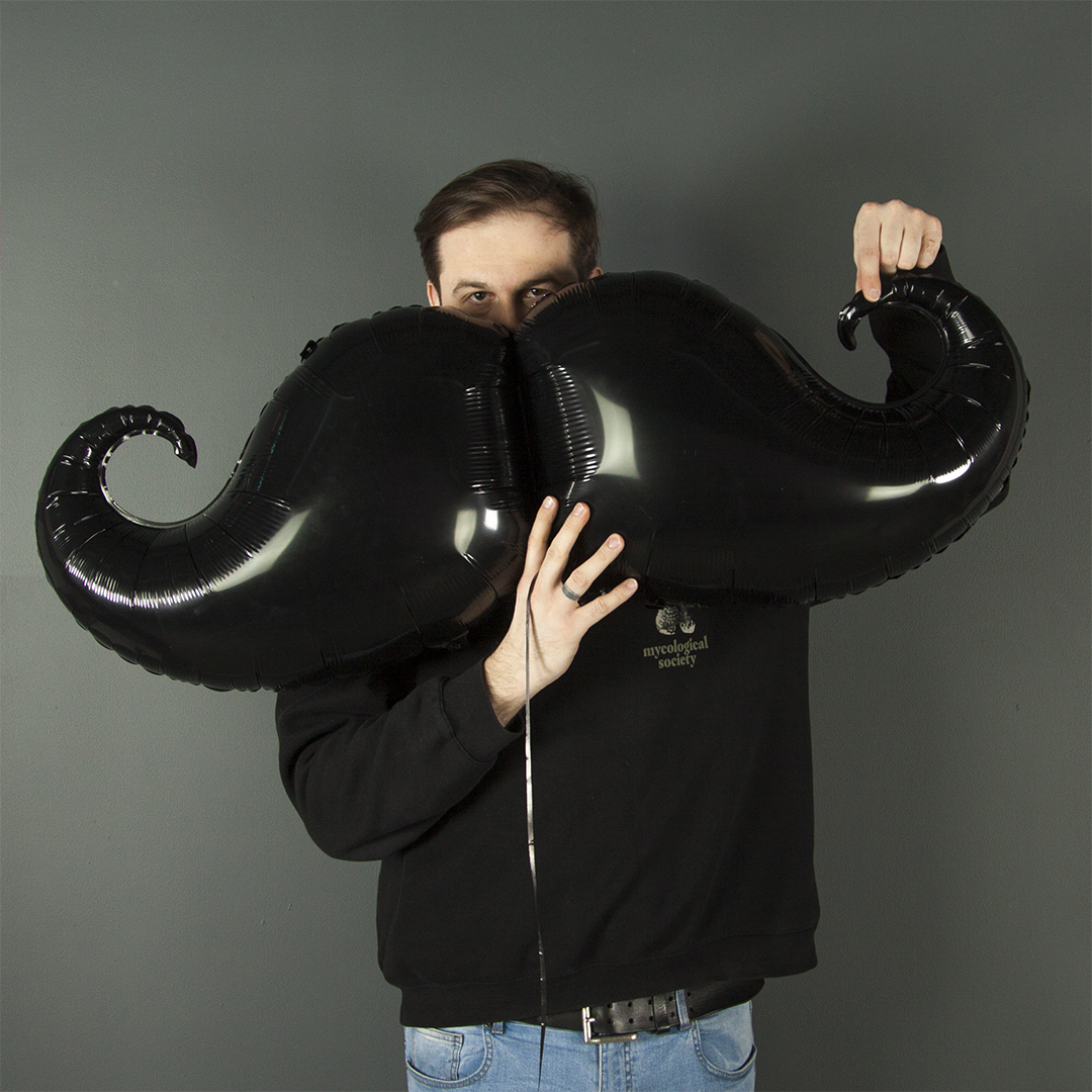 Шар (51''/130 см) Фигура, Усы, Черный, 1 шт.