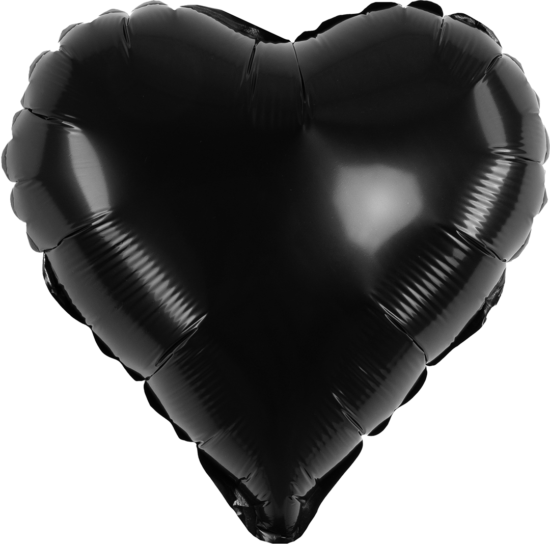 Шар с клапаном (10''/25 см) Мини-сердце, Черный, 1 шт.