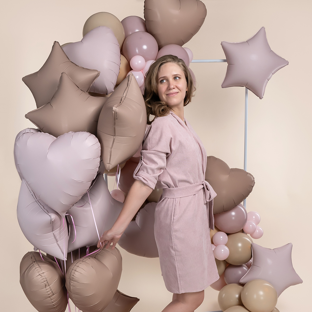 Шар (18''/46 см) Сердце, Пыльная роза, Сатин, 1 шт.