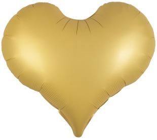 Шар (24''/61 см) Сердце, Люкс, Светлое золото, Сатин, 1 шт. в уп.
