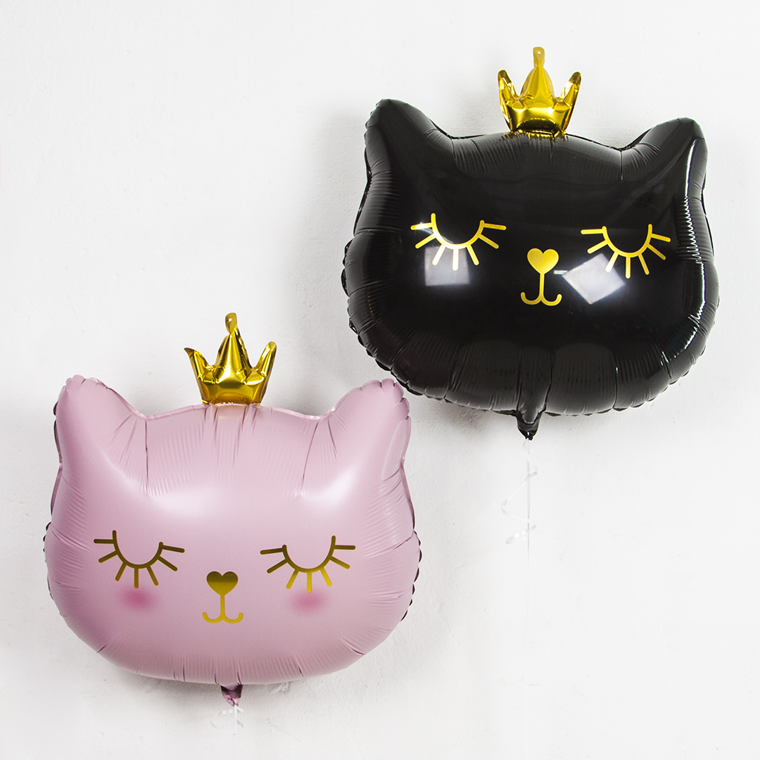 Шар (29''/74 см) Фигура, Котенок Принцесса, Черный, 1 шт.