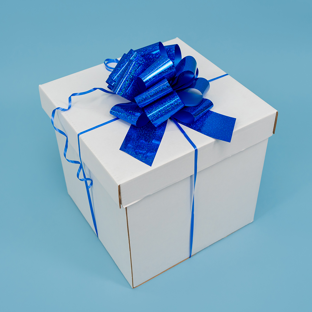 Бант Шар, Синий, Голография, 36 см, 1 шт. в упак. 