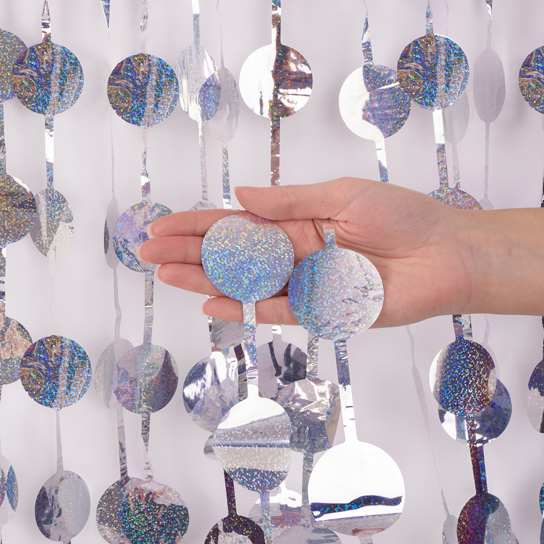 Занавес Круг, Лазерный, Серебро, Голография, 100*200 см, 1 шт.