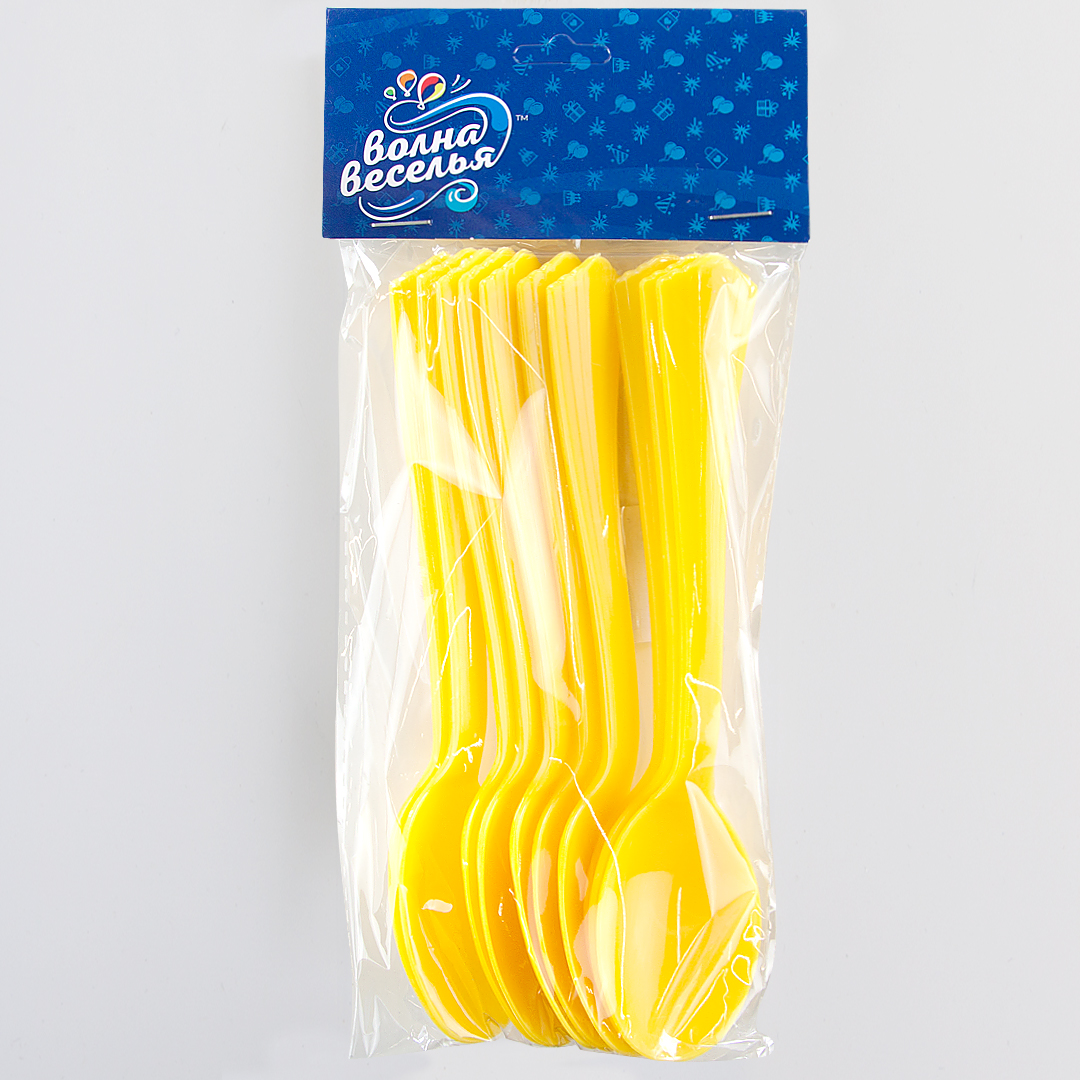 Ложки, Премиум, Желтый, 16 см, 10 шт. в упак. 