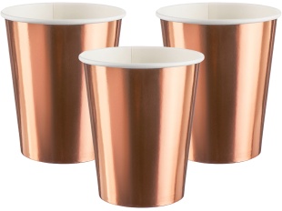 Стаканы (250 мл) Розовое Золото, Металлик, 6 шт.