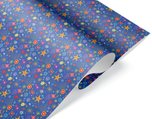 Упаковочная бумага 80гр (0,7*1 м) Сверкающие звезды, 10 шт.