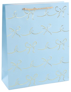 Пакет подарочный, 210гр, Милые бантики, Дизайн №4, Голубой, Металлик, 41,5*30*12 см, 1 шт.