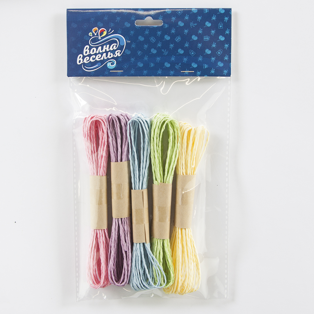 Набор бумажных шпагатов (5 м) Пастельные цвета, 5 шт.