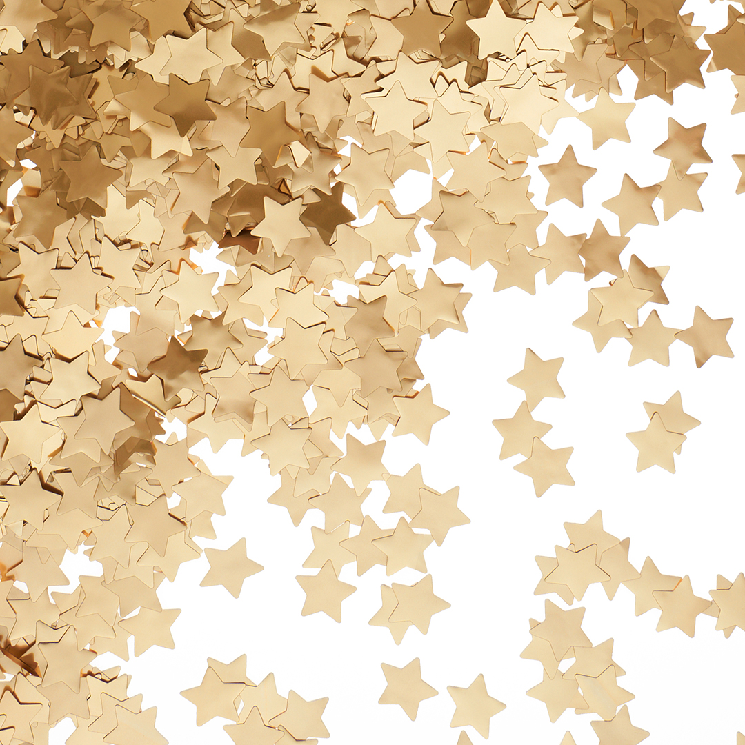 Конфетти фольга Звезда, Золото, Хром, 1,5 см, 50 г.