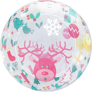 Шар (20''/51 см) Сфера, Deco Bubble, Новогодний микс, Прозрачный, Кристалл, 1 шт. в уп.