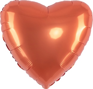 Шар (18''/46 см) Сердце, Оранжевый, Сатин, 1 шт.