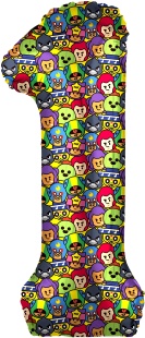 Шар (34''/86 см) Цифра, 1 Game Party, 1 шт. в уп.