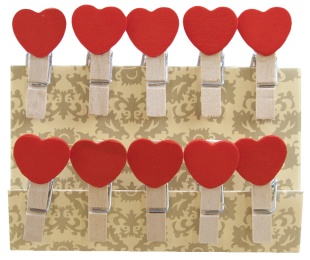 Декоративные прищепки, Сердечки, 3,5 см. Красный, 10 шт.