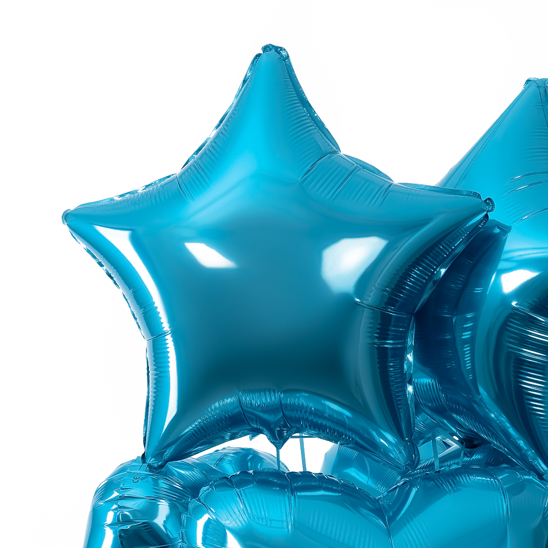 Шар (18''/46 см) Звезда, Аквамарин, Сатин, 1 шт.