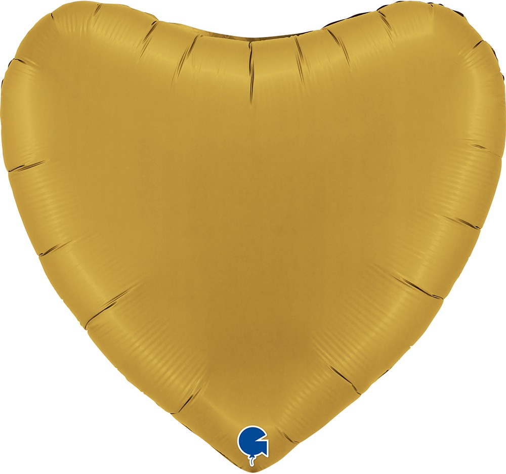 Шар (36''/91 см) Сердце, Золото, Сатин, 1 шт. в уп.
