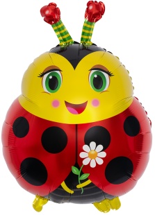Шар (26''/66 см) Фигура, Божья коровка с цветком, 1 шт. в уп.