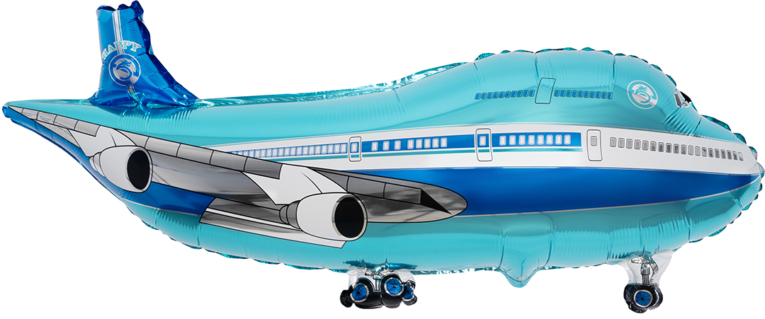 Шар (32''/81 см) Фигура, Самолет, Синий, 1 шт.