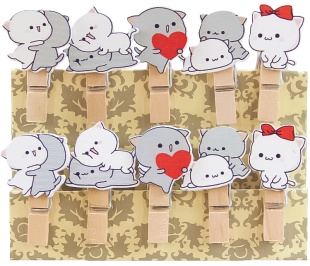 Декоративные прищепки, Влюбленные котики, 3,5 см. Ассорти, 10 шт.