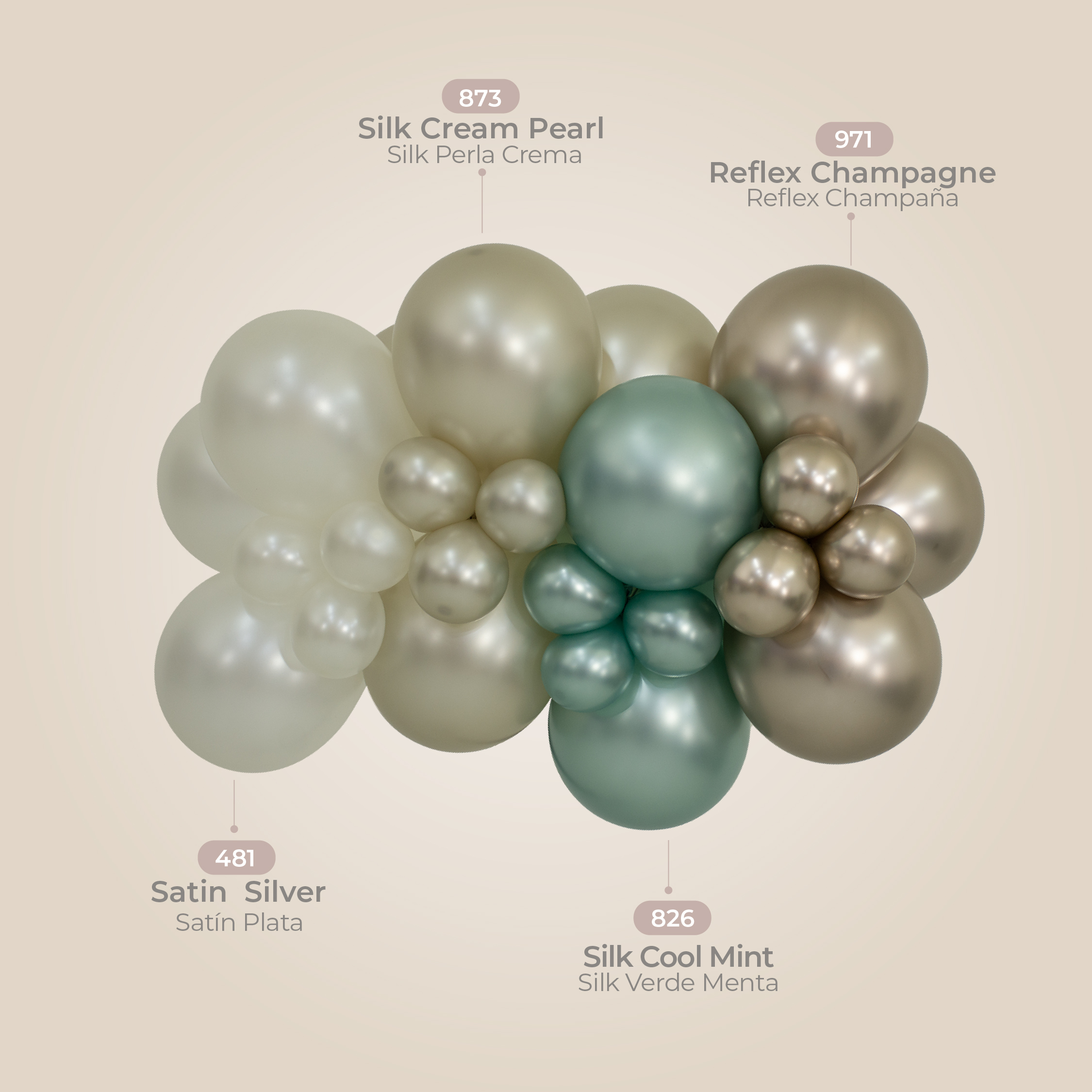 Шар (12''/30 см), Свежая мята (826), шелк, 50 шт.