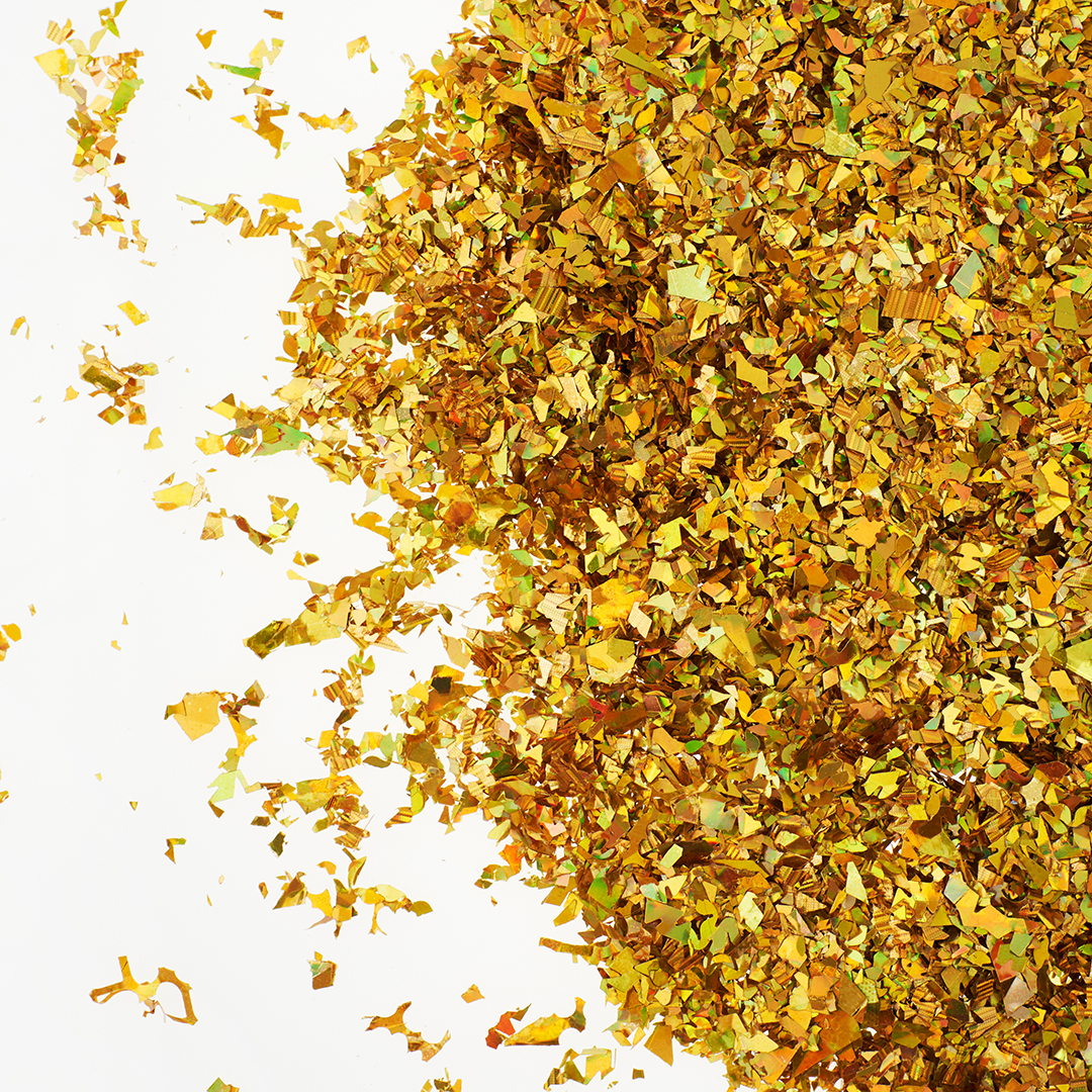Конфетти дробленые Яркое золото, Голография, 20 г.