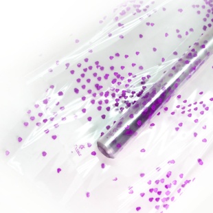 Упаковочная пленка 40мкм (0,7*7,5 м) Поэма о любви (сердечки), Сиреневый, 1 шт.