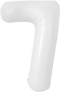 Шар с клапаном (16''/41 см) Мини-цифра, 7, Белый, 1 шт.