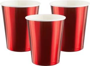 Стаканы (250 мл) Красный, Металлик, 6 шт.
