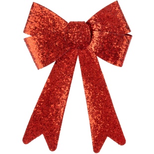 Декоративный бант Классический, Красный, с блестками, 16*23 см, 1 шт. в упак. 