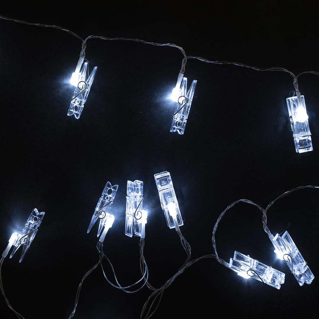 Светодиодная гирлянда Прищепки, 20 Led, IP14, 3 м. Белый, 1 шт.