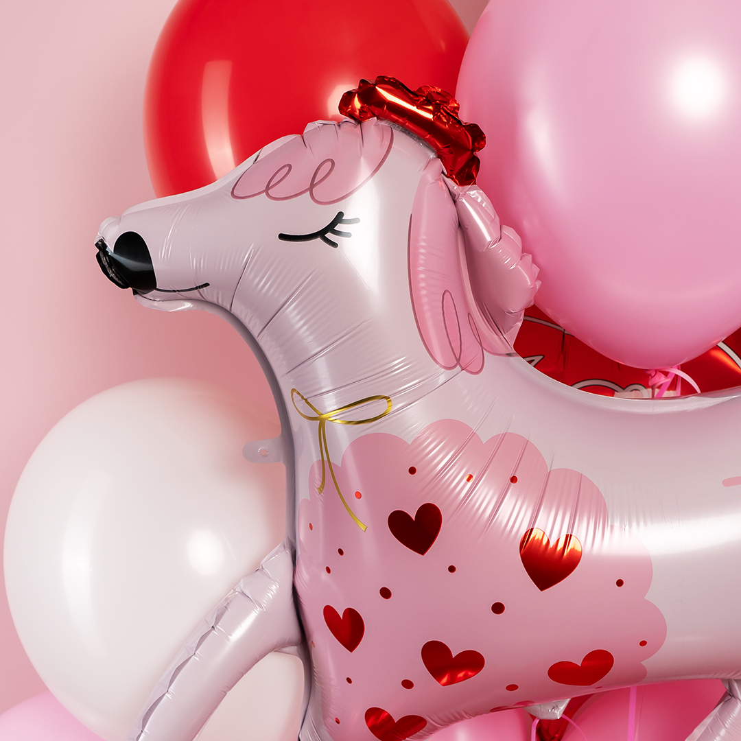 Шар (33''/84 см) Фигура, Пудель, Розовый, 1 шт. в уп.