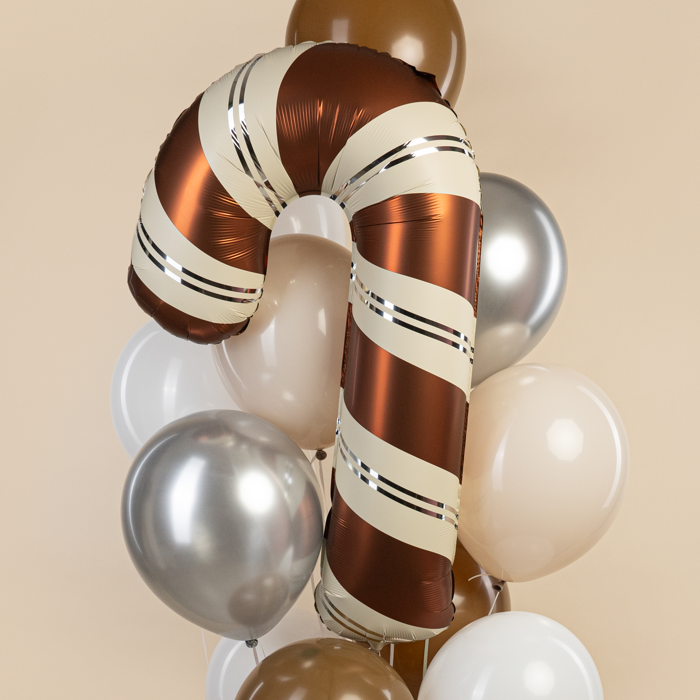 Шар (42''/107 см) Фигура, Леденец трость, Шоколадный/Кремовый, 1 шт.