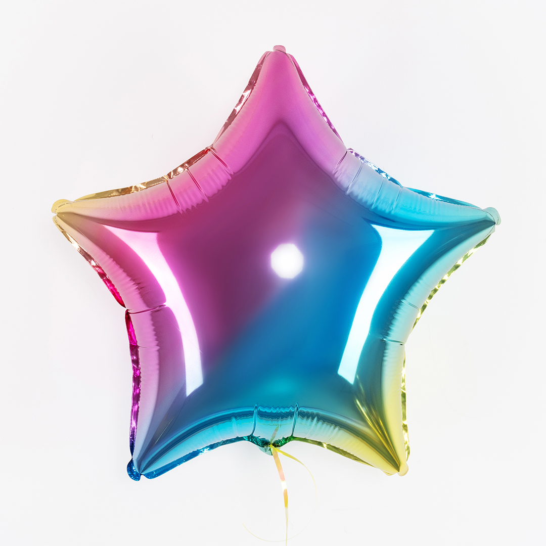 Шар (18''/46 см) Звезда, Нежная радуга, Градиент, 1 шт.