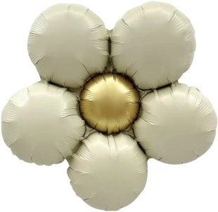 Шар с клапаном (18''/46 см) Цветок, Ромашка (надув воздухом), Кремовый, Сатин, 1 шт. в уп. (цв.этик.