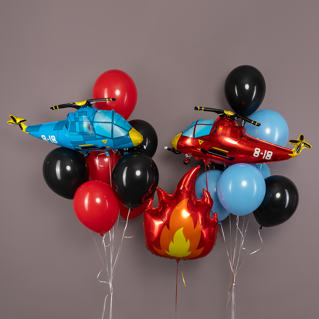 Шар (36''/91 см) Фигура, Вертолет, Красный, 1 шт. в уп.