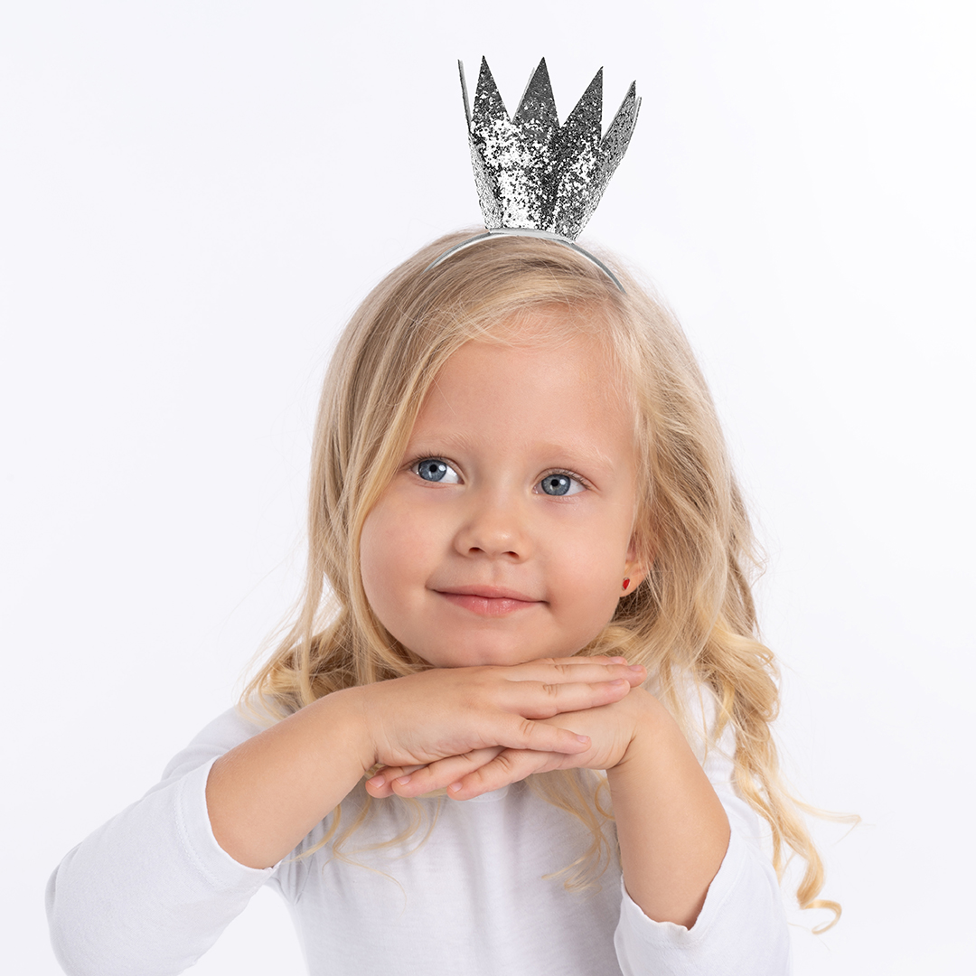 Ободок, Корона, Серебро, с блестками, 1 шт. 