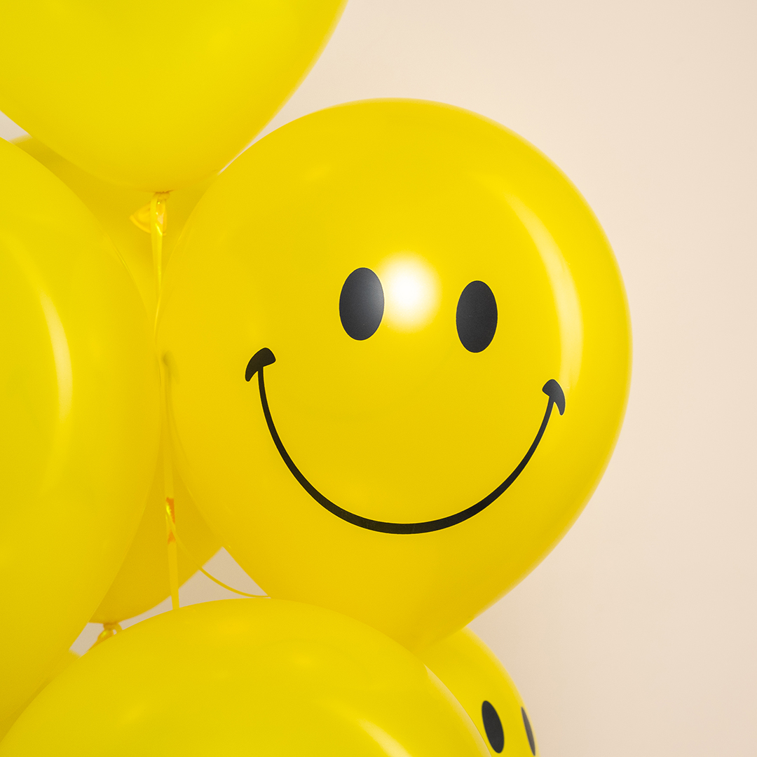 Шар (12''/30 см) Смайл, Желтый, пастель, 2 ст, 25 шт.