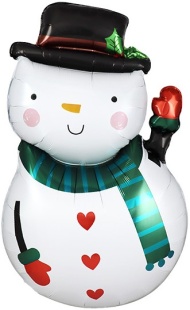 Шар (30''/76 см) Фигура, Снеговик в шляпе, 1 шт. в уп.