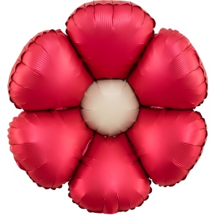 Шар (24''/61 см) Цветок, Ромашка (надув воздухом), Красный, Сатин, 1 шт. в уп. (цв.этик.)