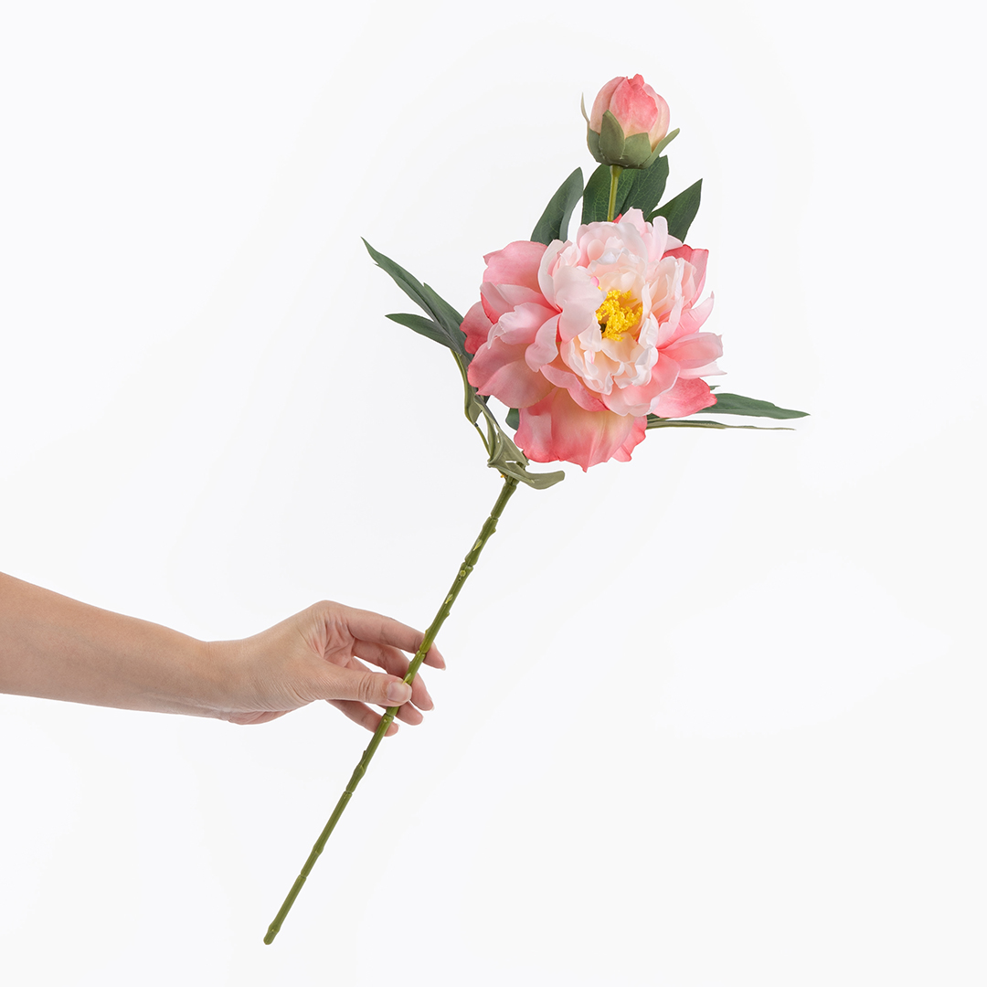 Пион, искусственный, Светло-розовый, 60 см, 1 шт. в упак. 