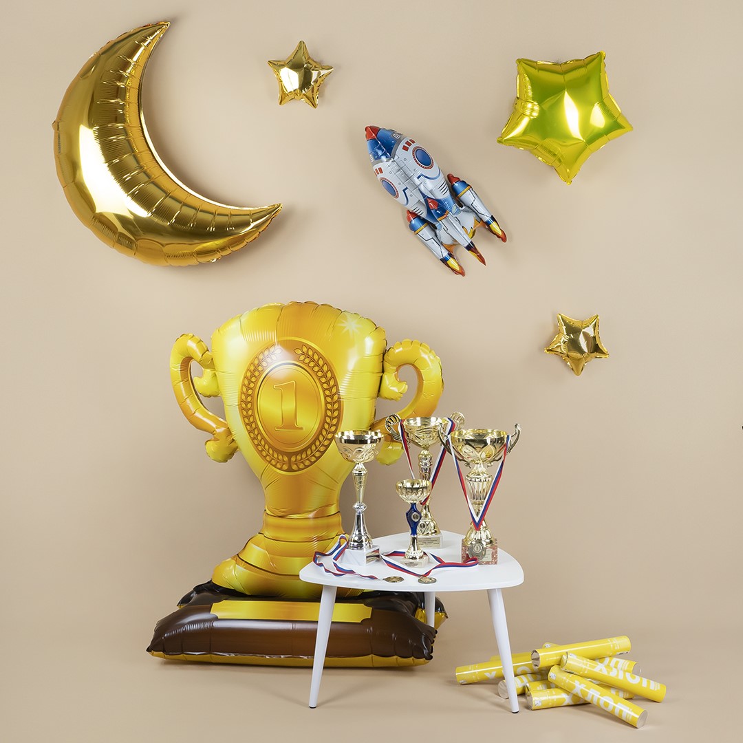 Пневмохлопушка (12/30 см), Хлопни, Серпантин тишью, Желтый, 1 шт.